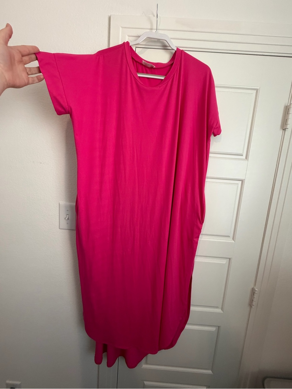 Zenana Outfitters Hot Pink Midi T-Shirt Dress